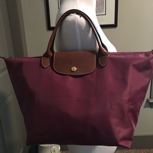 Fuchsia Nylon Authentic Longchamp Tote